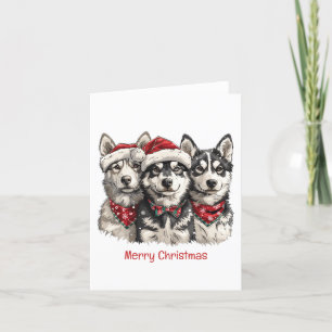 God jul Husky Hundar Helgkort