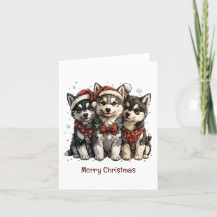 God jul Husky Hundar Helgkort
