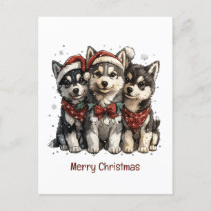 God jul Husky Hundar Vykort