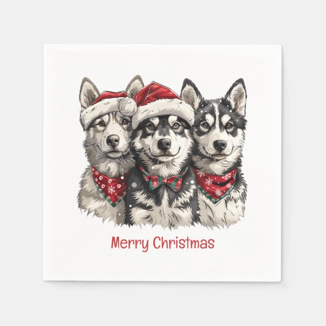 God jul Huskyhundar Pappersservett (Framsidan)