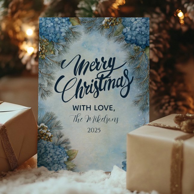 God jul Hydrangea Gräs Cones Julkort (Skapare uppladdad)