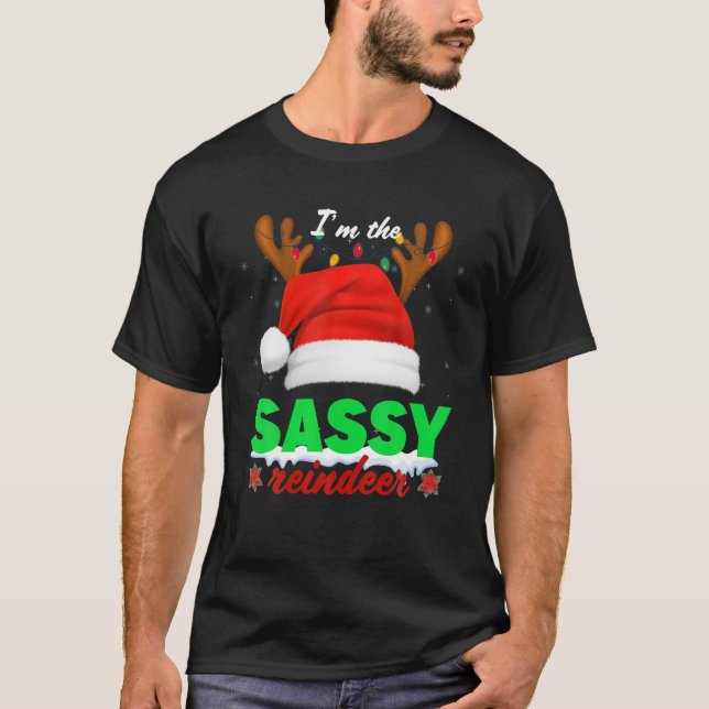 God jul I är Kassy Reindeer Ljus Julafton T Shirt (Framsida)