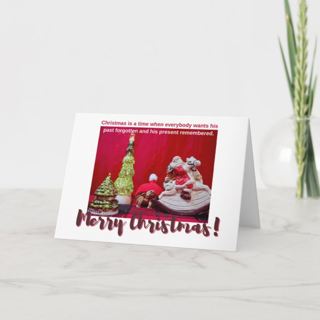 God jul i Baby Sulcata Tortoise med Santa Santa Kort (Framsida)