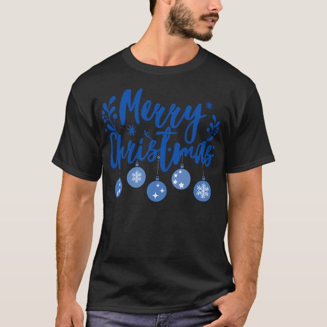 God jul i blått och vitt t shirt (Framsida)