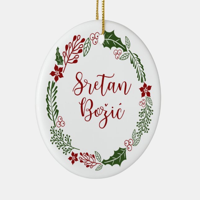 God jul i bosniska, kroatiska Sretan Božić Julgransprydnad Keramik (Höger)