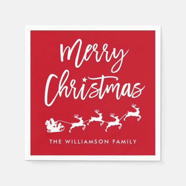 God jul i den moderna penselskriften Star Santa Pappersservett (Framsidan)