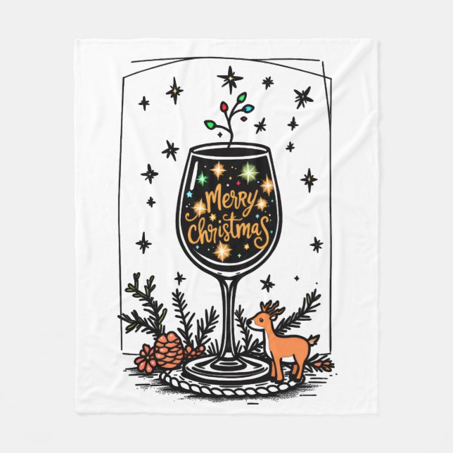 God jul i ett Vin-glas Fleecefilt (Framsidan)