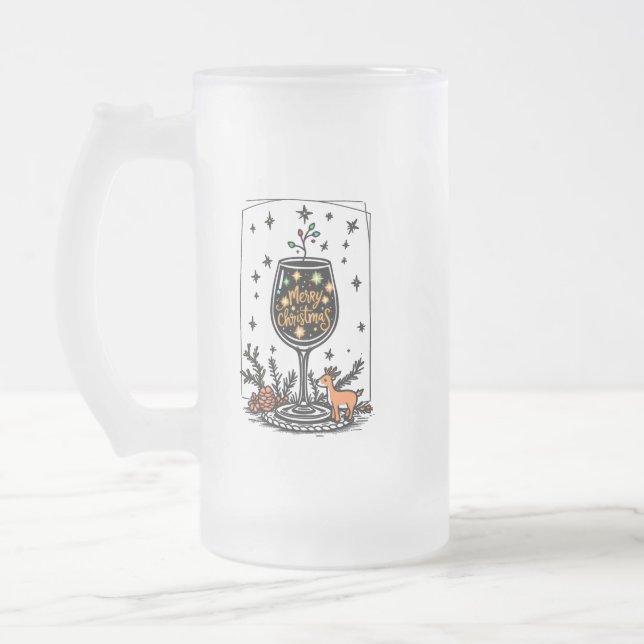 God jul i ett Vin-glas Frostat Ölglas (Vänster)