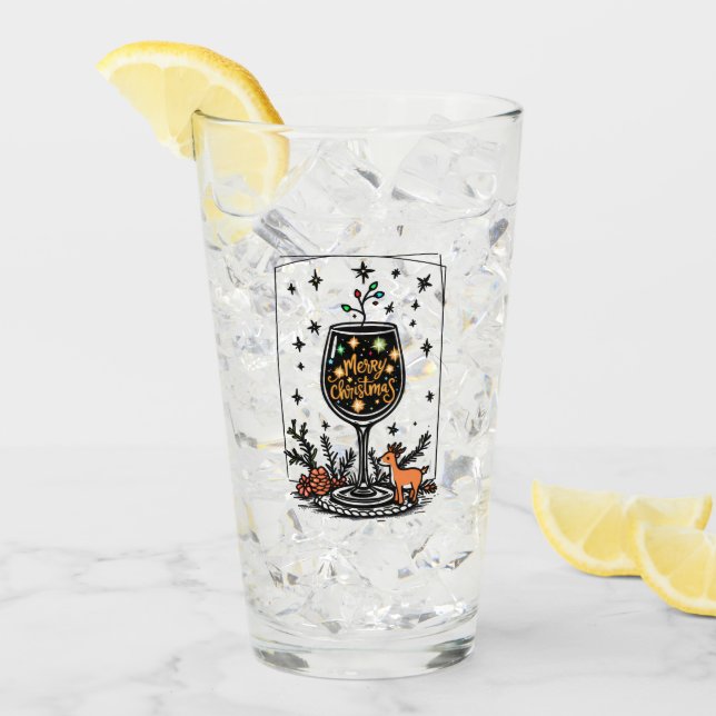 God jul i ett Vin-glas Glaskopp (Framsida Ice)