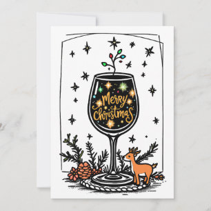 God jul i ett Vin-glas Kort