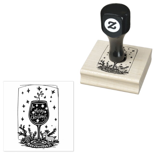 God jul i ett Vin-glas Stämpel (Stämplad)