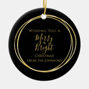 God jul i familjen och Bright Black Guld Julgransprydnad Keramik