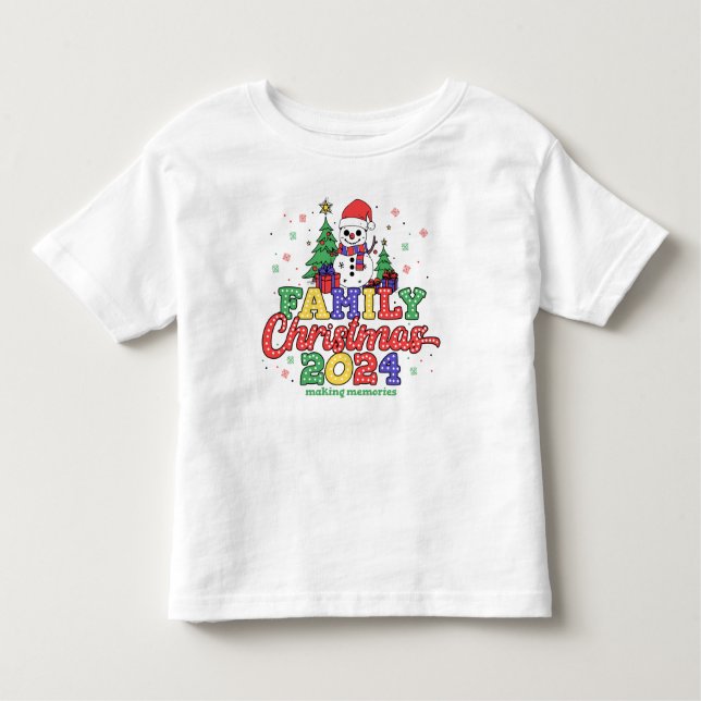 God jul i familjen Snögubbe T Shirt (Framsida)