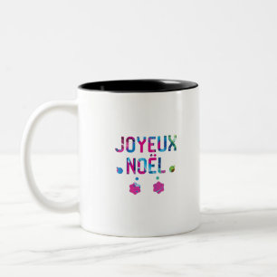 God jul i Fransk Joyeux Noel Två-Tonad Mugg