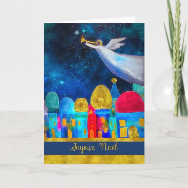 God jul i franskt, Joyeux Noël, ängel Helgkort (Framsida)
