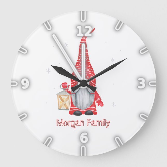 God jul i Gnome Snöflingor Stor Klocka (Framsida)