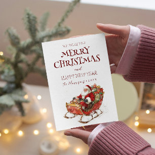 God jul I Gott nytt år Santa Julkort