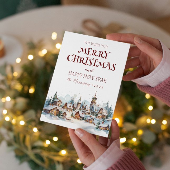 God jul I Gott nytt år Winter Village Julkort (Skapare uppladdad)