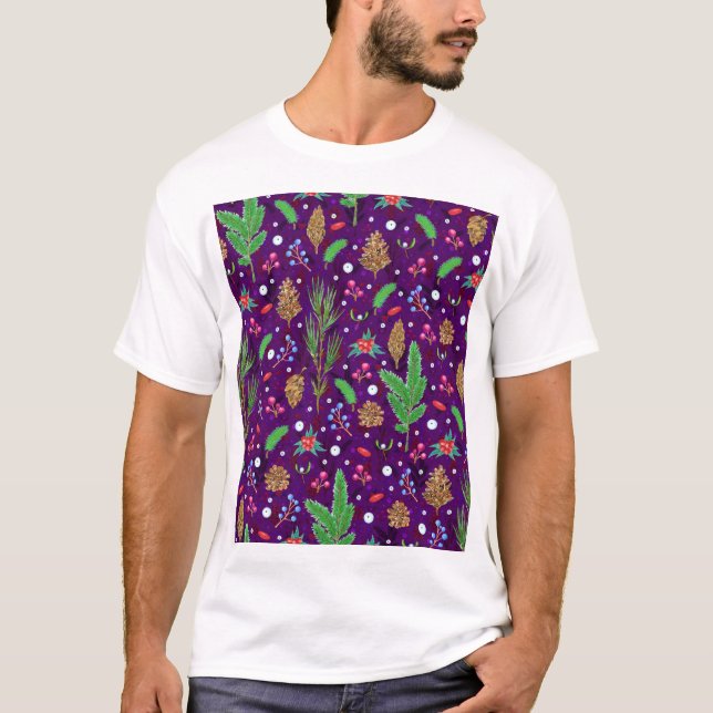 God jul i Gräs Cones: Festive Seamless T Shirt (Framsida)
