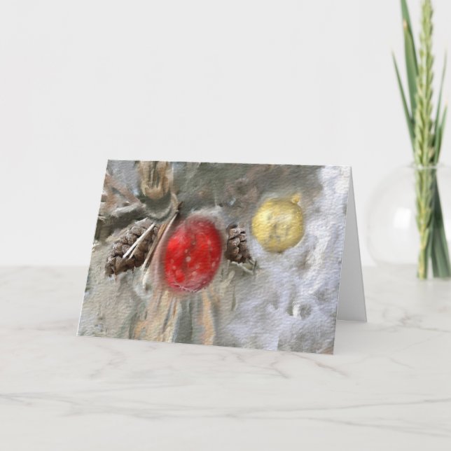 God jul i Gräs Cones och prydnadsföremål Helgkort (Framsida)