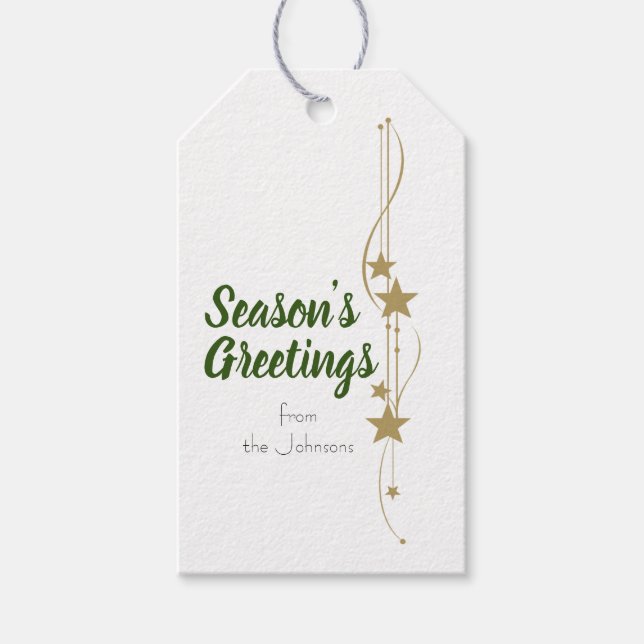 God jul i Guld Stars i Helgdag Presentetikett (Framsidan)