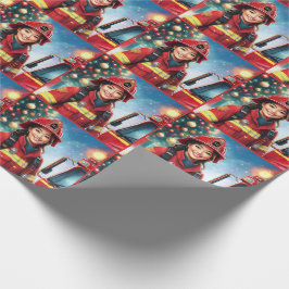 God jul i Helgdag Asiatisk kvinnlig brandman Presentpapper