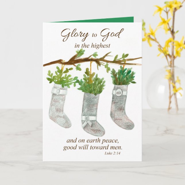 God jul i högsta fred kort (Gul blomma)