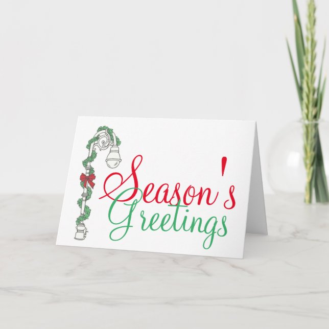 God jul i jul i nyc Lamppost under säsongen Helgda Helgkort (Framsida)