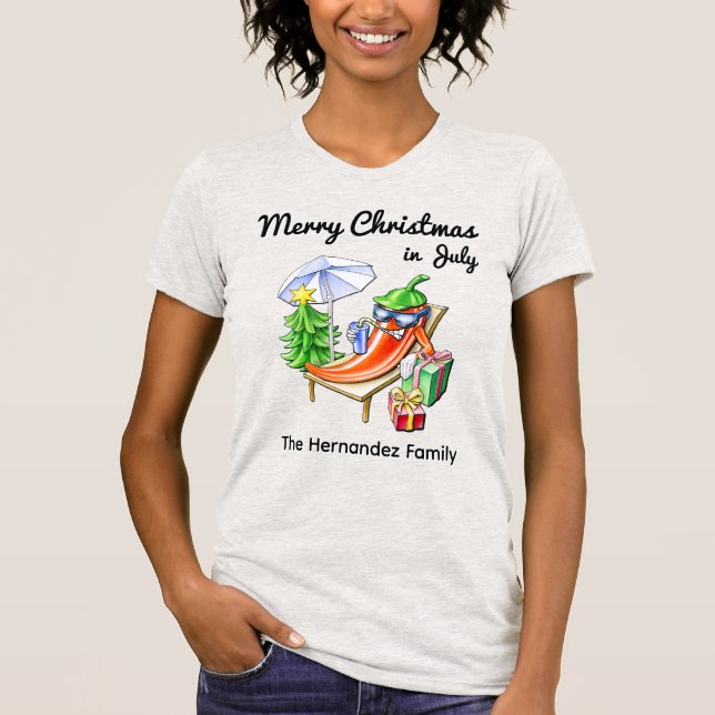 God jul i juli Anpassade Roligt Sommar T Shirt (Framsida)