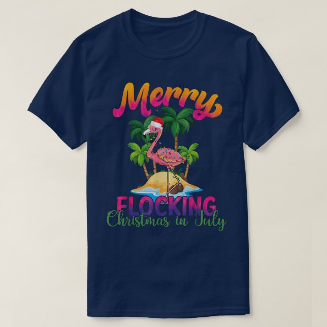 God jul i juli Flamingo Swimming T Shirt (Design framsida)