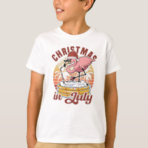 god jul i juli måndag, flamingo jul, sommar t shirt