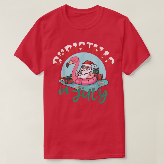 God jul i juli Santa Helgdag Flamingo Sum T Shirt (Design framsida)