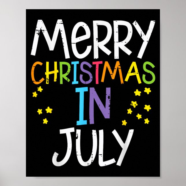 God Jul i juli stjärnor sommar Xmas män Poster (Framsidan)