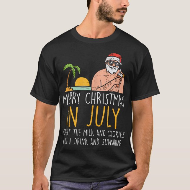 God jul i juli: Summan av Santa Beach Cocktail T Shirt (Framsida)