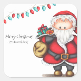 God jul i Jultomten Fyrkantigt Klistermärke