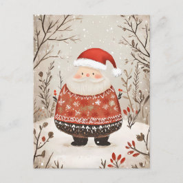 God jul i Jultomten Hälsning Vykort