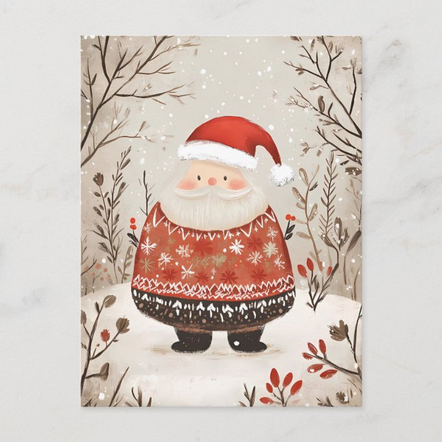 God jul i Jultomten Hälsning Vykort (Framsida)