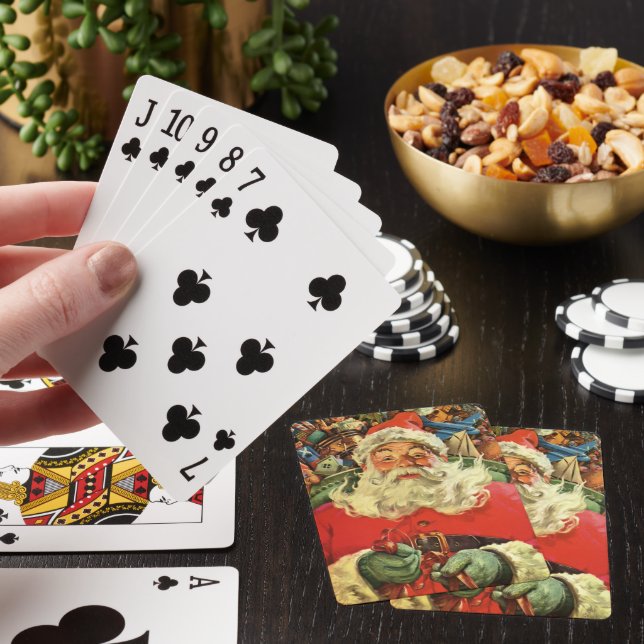 God jul i Jultomten i Sleigh med Leksak Casinokort (På plats)