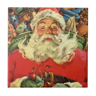 God jul i Jultomten i Sleigh med Leksak Kakelplatta