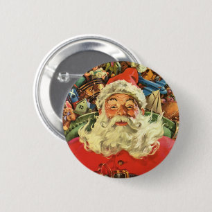 God jul i Jultomten i Sleigh med Leksak Knapp