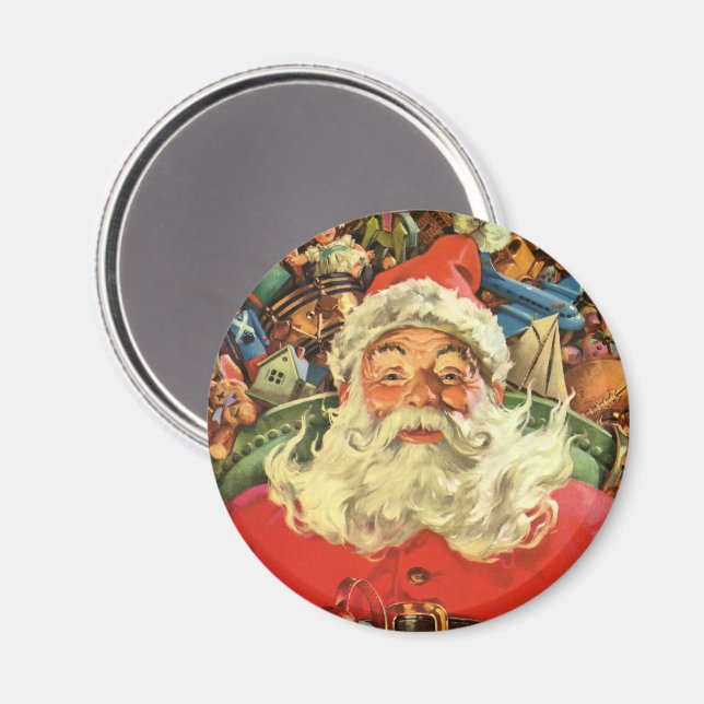 God jul i Jultomten i Sleigh med Leksak Magnet (Front/Back)
