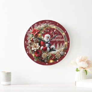 God jul i Jultomten och Elegant Blommigt Stor Klocka