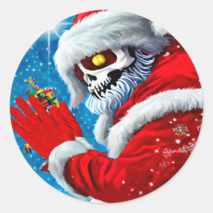 God jul i Jultomten Skeleton Monster Art Runt Klistermärke