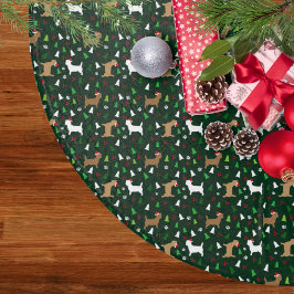 God jul i Kairn Terriers i Santa Hats-Grönten Julgransmatta Borstad Polyester