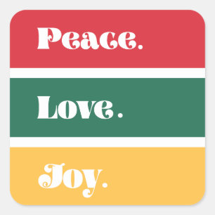 God jul i Kärlek i Modern Peace Joy Fyrkantigt Klistermärke