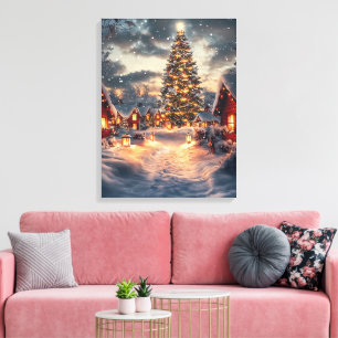 God jul i Kväll - Oljemålning Canvastryck