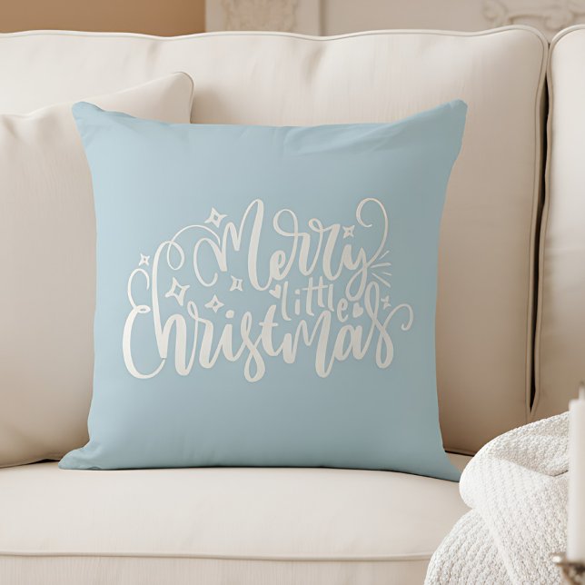 God jul i ljusblå Dekorativ kudde (merry christmas pillow)