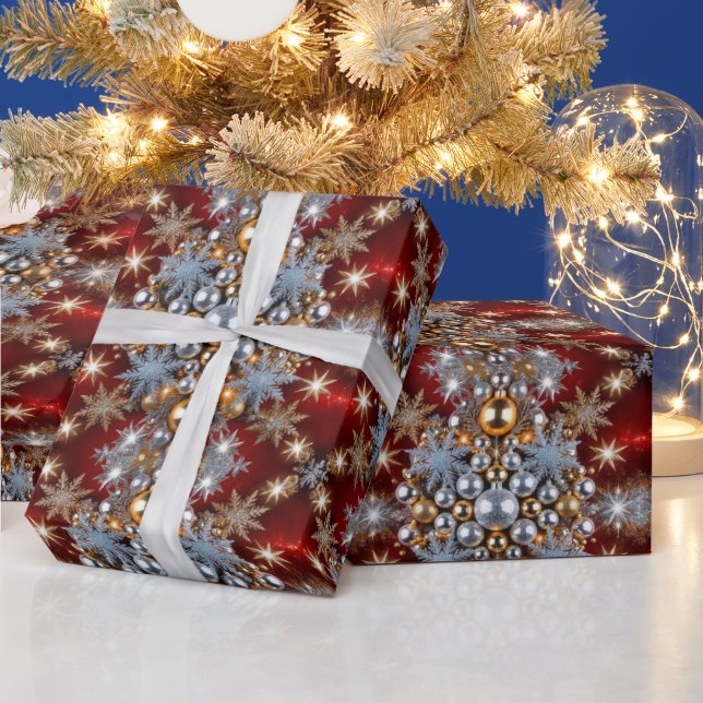 God jul i lökar snöflingor presentpapper (Helgdagar)