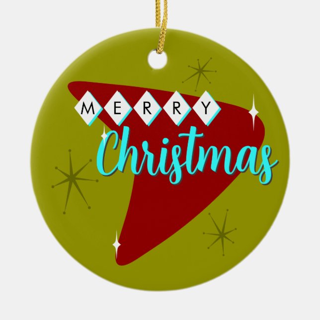 God jul i Mid Century Julgransprydnad Keramik (Framsidan)