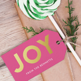 God jul i Modern Faux Foil Joy Namn Presentetikett